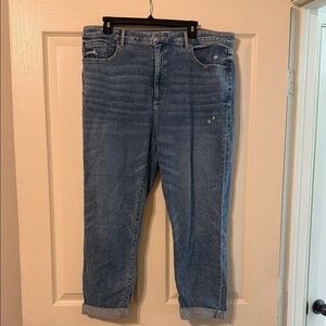 LOFT Light Blue Boyfriend Jeans with Cuffed Hem